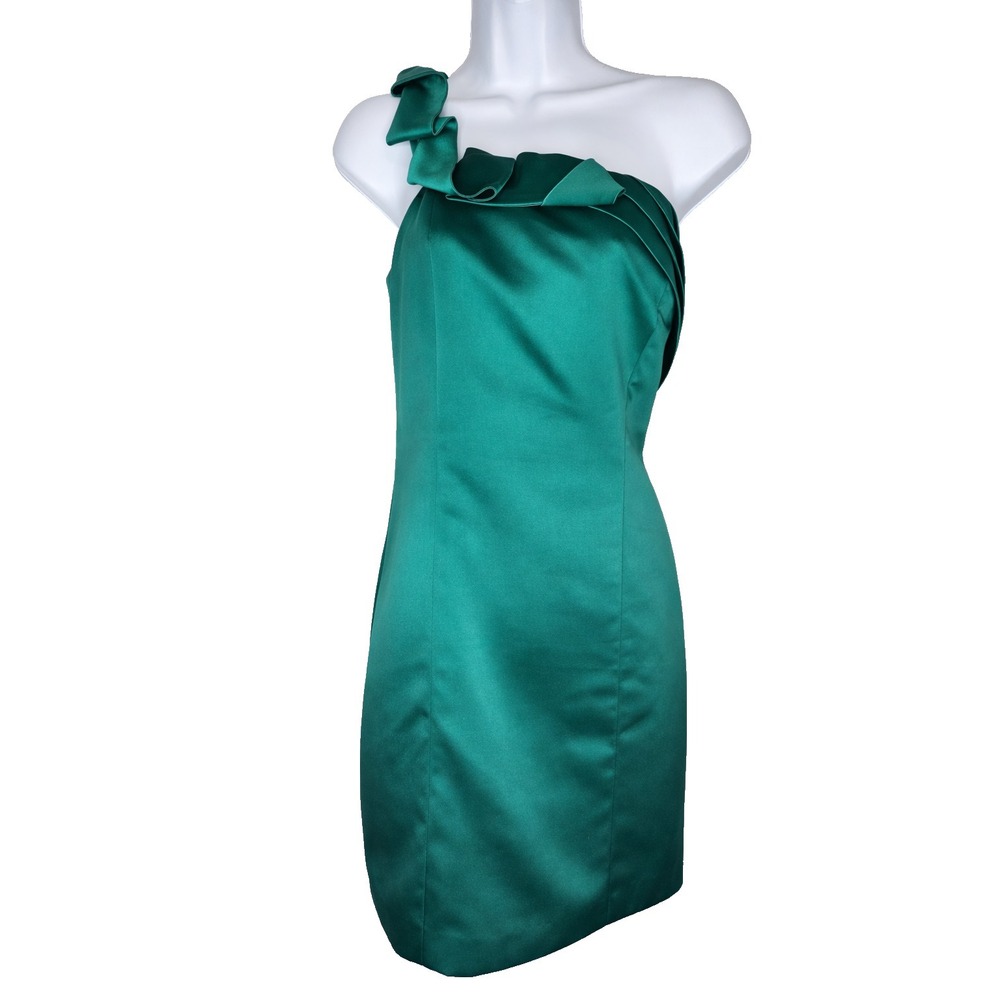 Antonio Melani Emerald One‎ Shoulder Ruffle Cocktail Dress 6 Formal Event